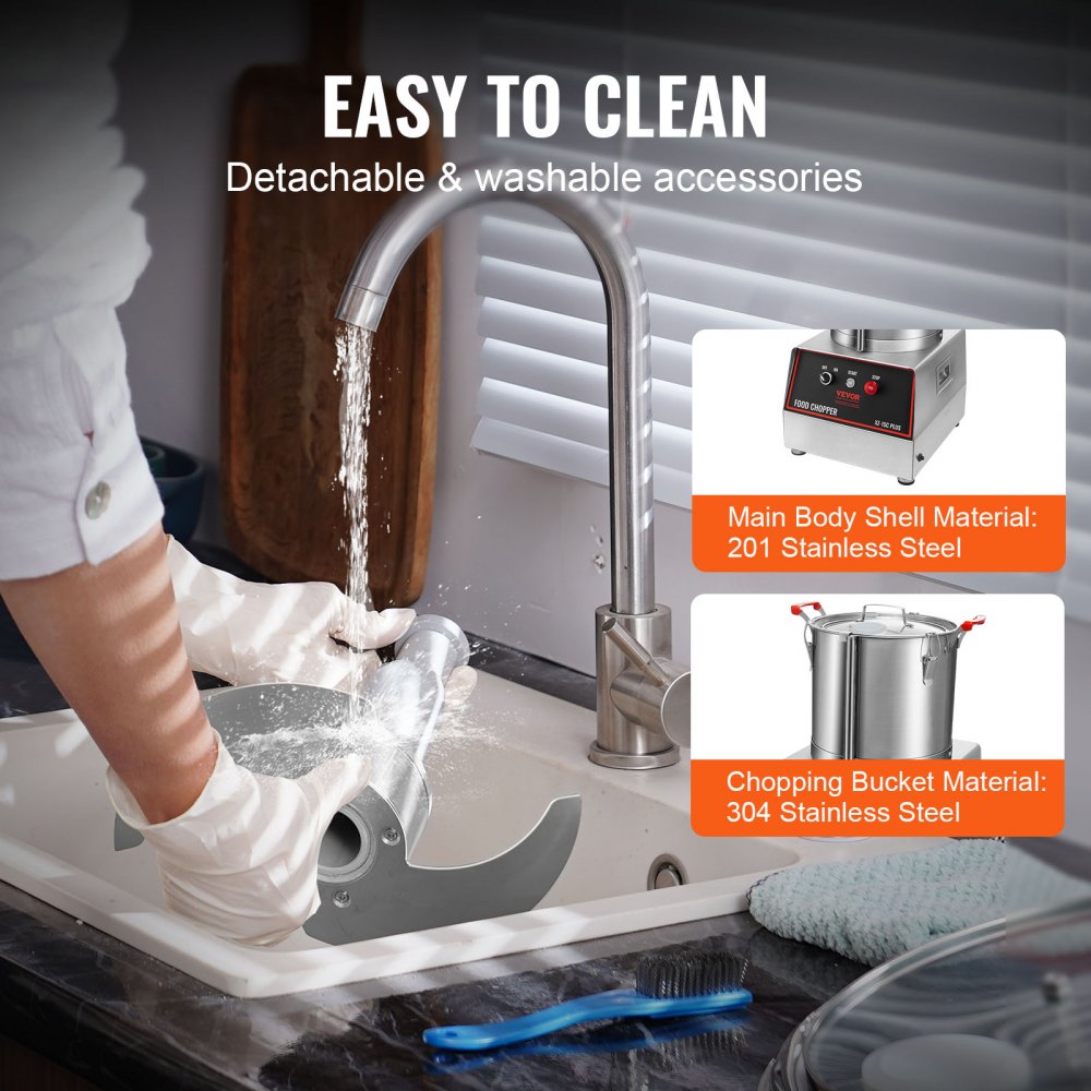 VEVOR Food Processor & Vegetable Chopper, 16 Quart, 1400W Food-Grade Stainless Steel Food Processor Chopper with 2 Extra S-Curve Blades, Multifunctional for Chopping Vegetables, Meat, Grains, Nuts 