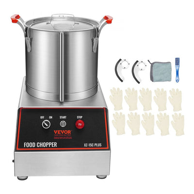 VEVOR Food Processor & Vegetable Chopper, 16 Quart, 1400W Food-Grade Stainless Steel Food Processor Chopper with 2 Extra S-Curve Blades, Multifunctional for Chopping Vegetables, Meat, Grains, Nuts 