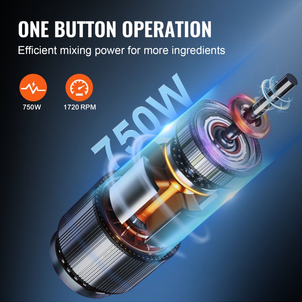 VEVOR Food Processor & Vegetable Chopper, 7 Quart Bowl, 750W Food-Grade Stainless Steel Food Processor Chopper with 2 Extra S-Curve Blades, Multifunctional for Chopping Vegetables, Meat, Grains, Nuts 