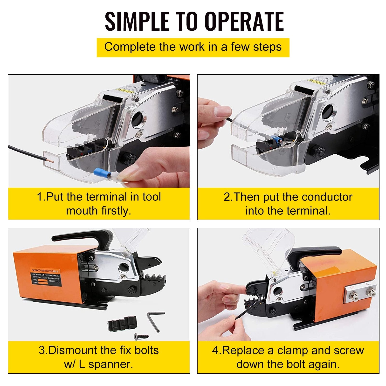 VEVOR AM-10 Pneumatic Crimping Machine Tools for Terminals w/ CE certification 