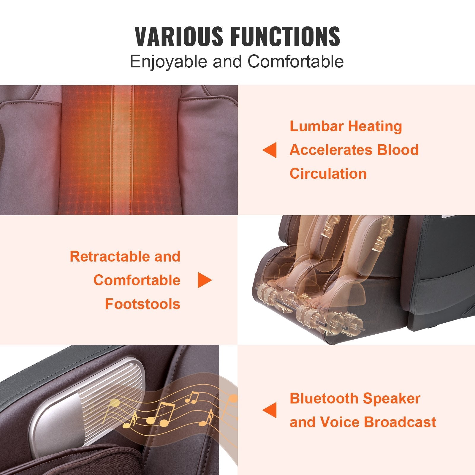 VEVOR Massage Chair - Full Body Zero Gravity Recliner with Multi Auto Modes, 3D Shiatsu, Heating, Bluetooth Speaker, Airbag, Foot Roller, and Touch Screen 