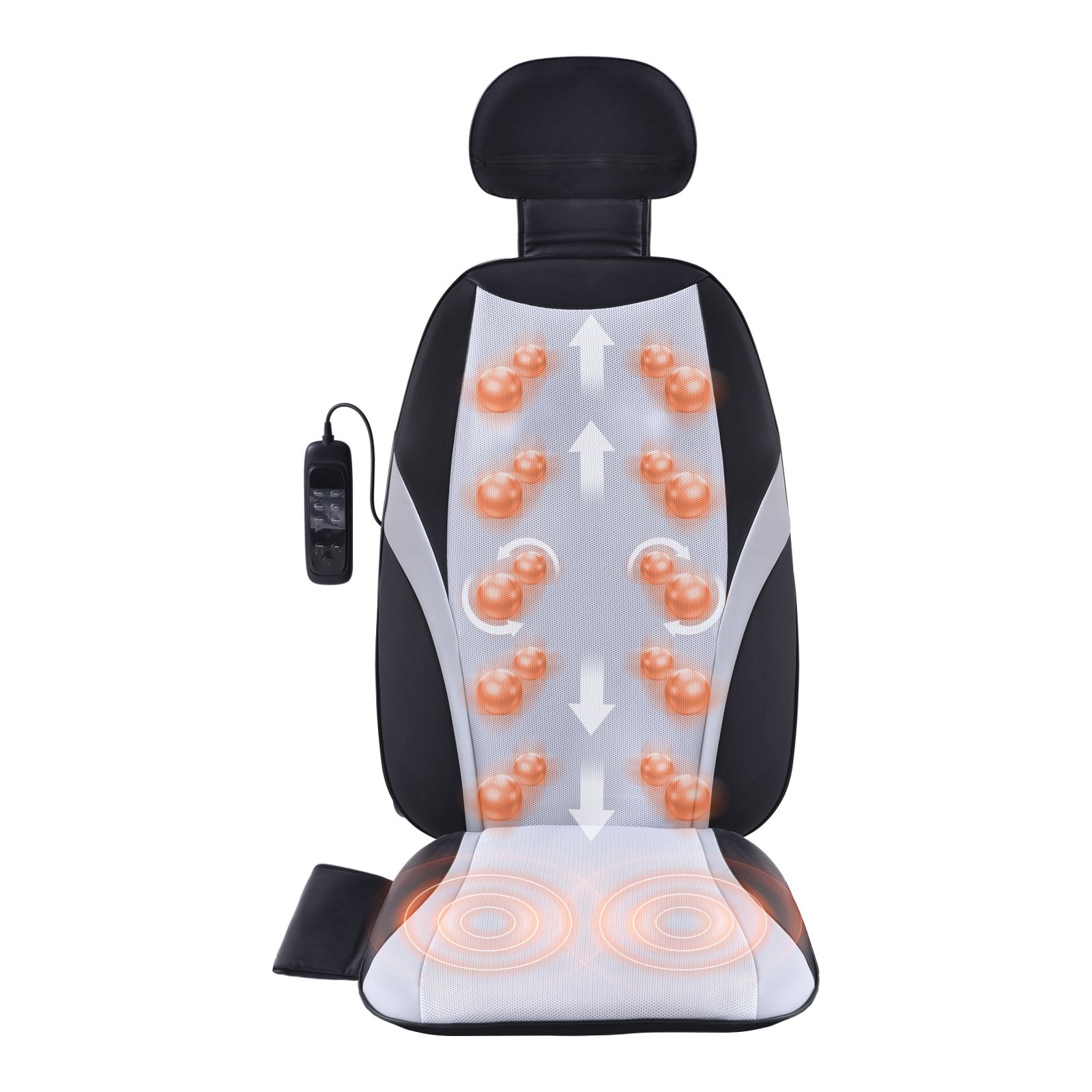 VEVOR Shiatsu Back Massager with Heat, Massage Seat Cushion with 2-Group Back Shiatsu Rollers and 2 Seat Vibration Motors, Fatigue Relief Seat Massage Chair Pad with 5 Vibration Modes for Home Office 