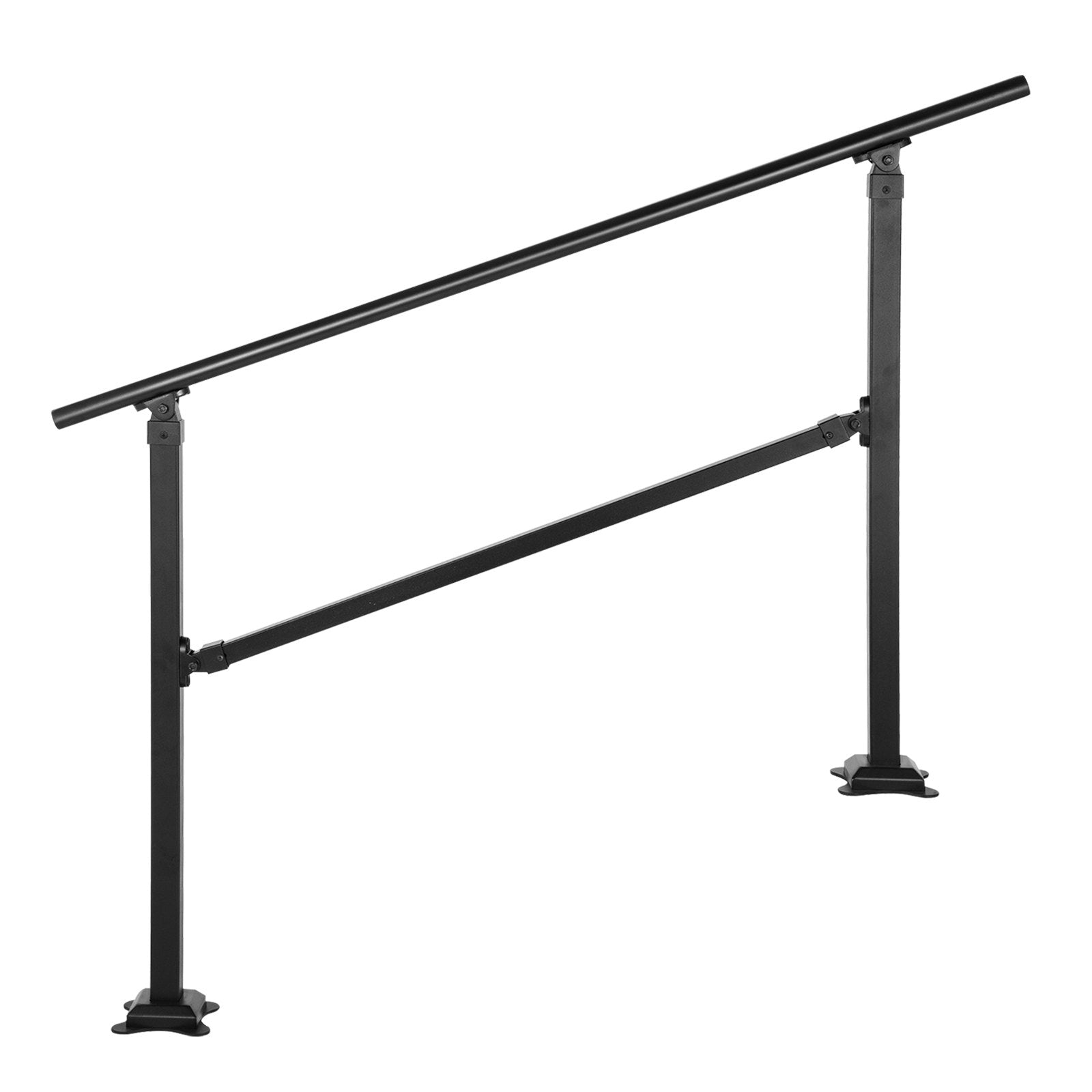 VEVOR Outdoor Stair Railing, Fits for 0-5 Steps Transitional Wrought Iron Handrail, Adjustable Exterior Stair Railing, Handrails for Concrete Steps with Installation Kit, Matte Black Outdoor Handrail 