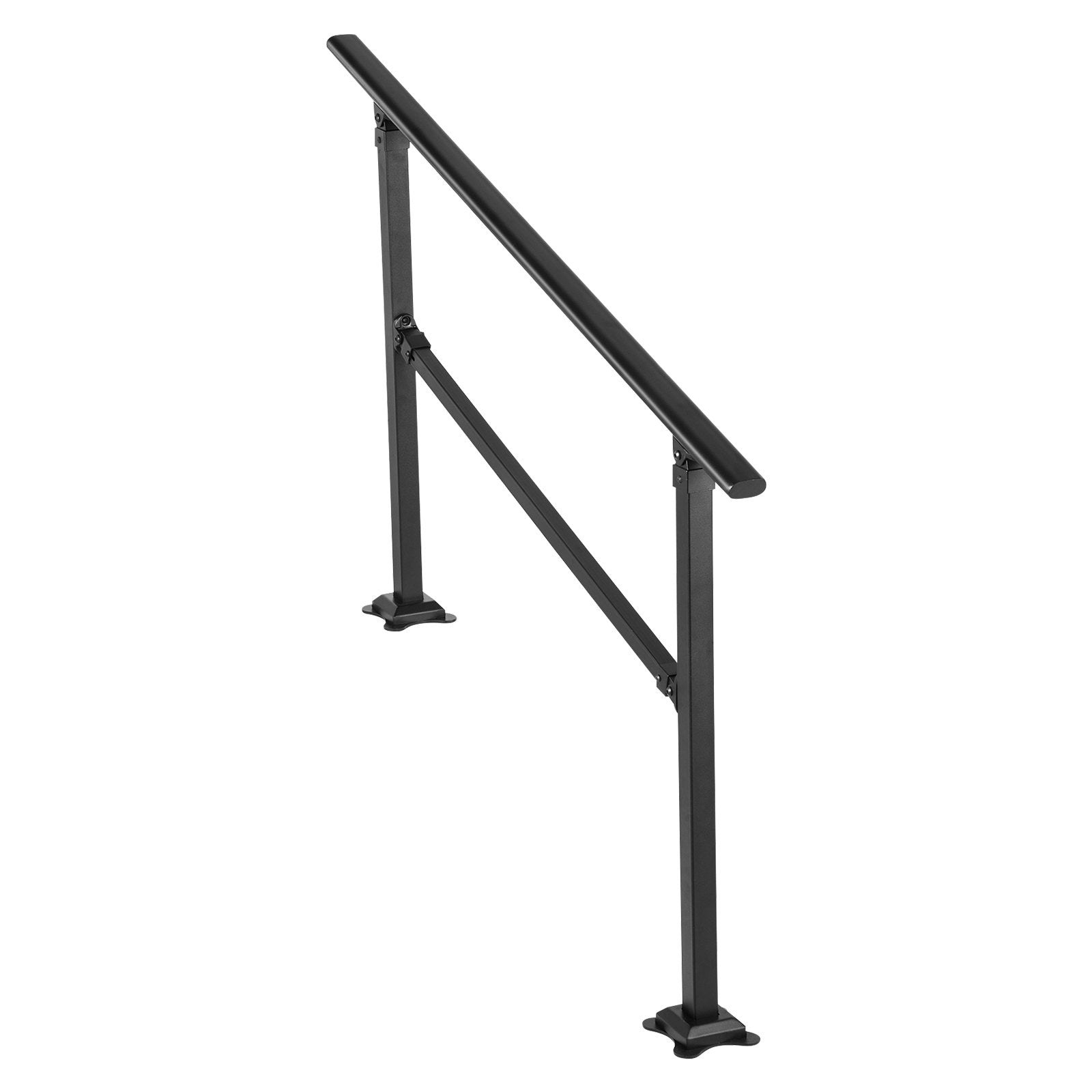 VEVOR Outdoor Stair Railing, Fits for 0-5 Steps Transitional Wrought Iron Handrail, Adjustable Exterior Stair Railing, Handrails for Concrete Steps with Installation Kit, Matte Black Outdoor Handrail 