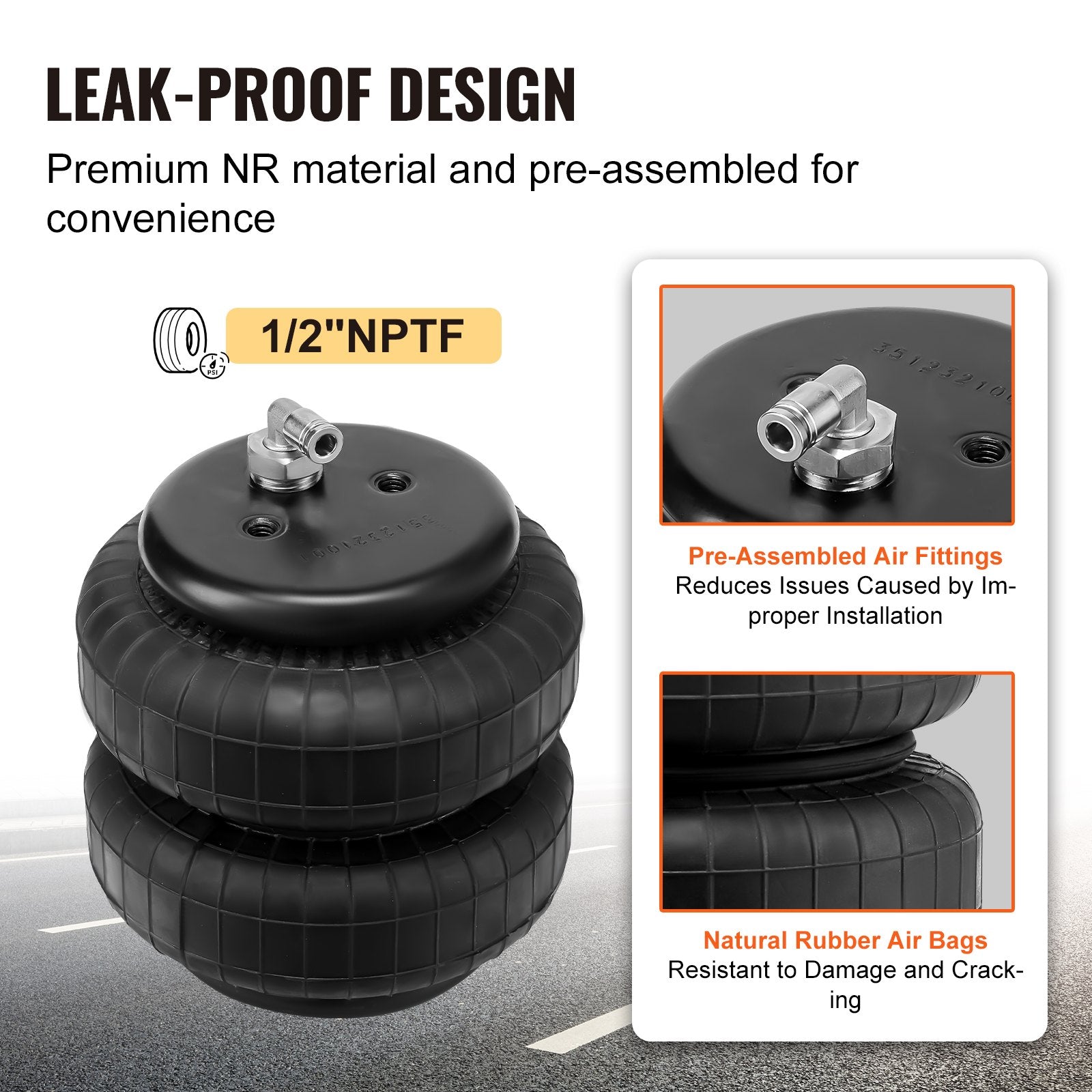VEVOR Air Bag Suspension Kit, Air Springs Suspension Bag Kit Compatible with 1999-2004 Ford F250/F350 2WD 4WD, 2008-2010 Ford F250/F350 2WD 4WD, 5000 lbs Loading, 5 to 100 PSI 
