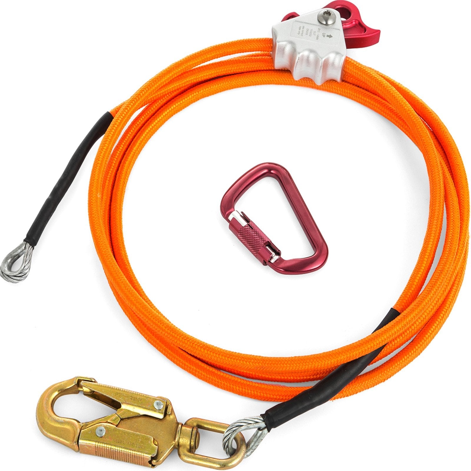 Climb Right 1/2" X 8' Steel Core Lanyard Kit Flipline Triple Lock Swivel Snap 