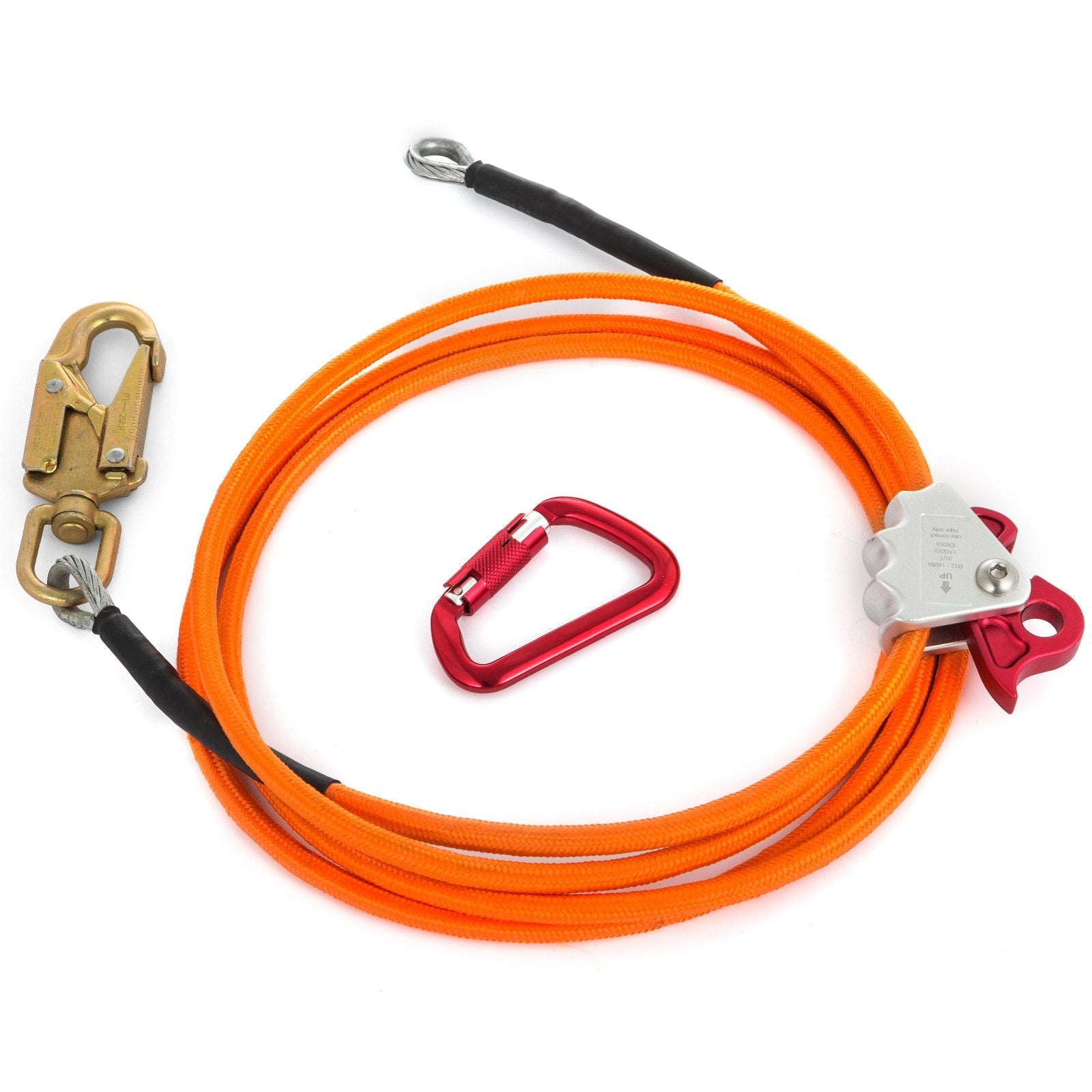 Climb Right 1/2" X 8' Steel Core Lanyard Kit Flipline Triple Lock Swivel Snap 