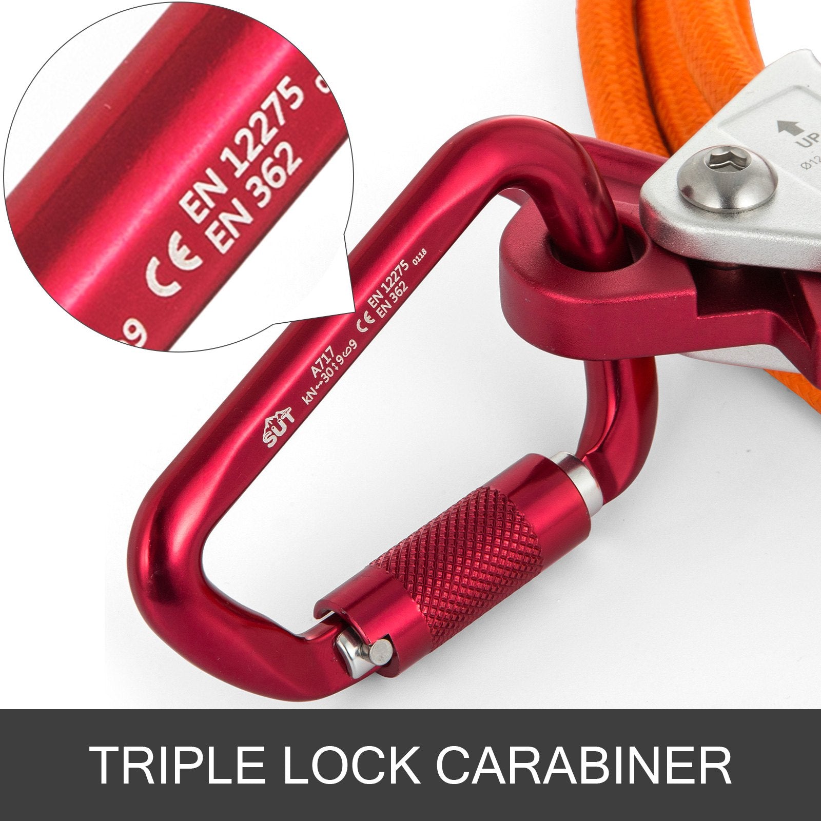 Climb Right 1/2" X 8' Steel Core Lanyard Kit Flipline Triple Lock Swivel Snap 