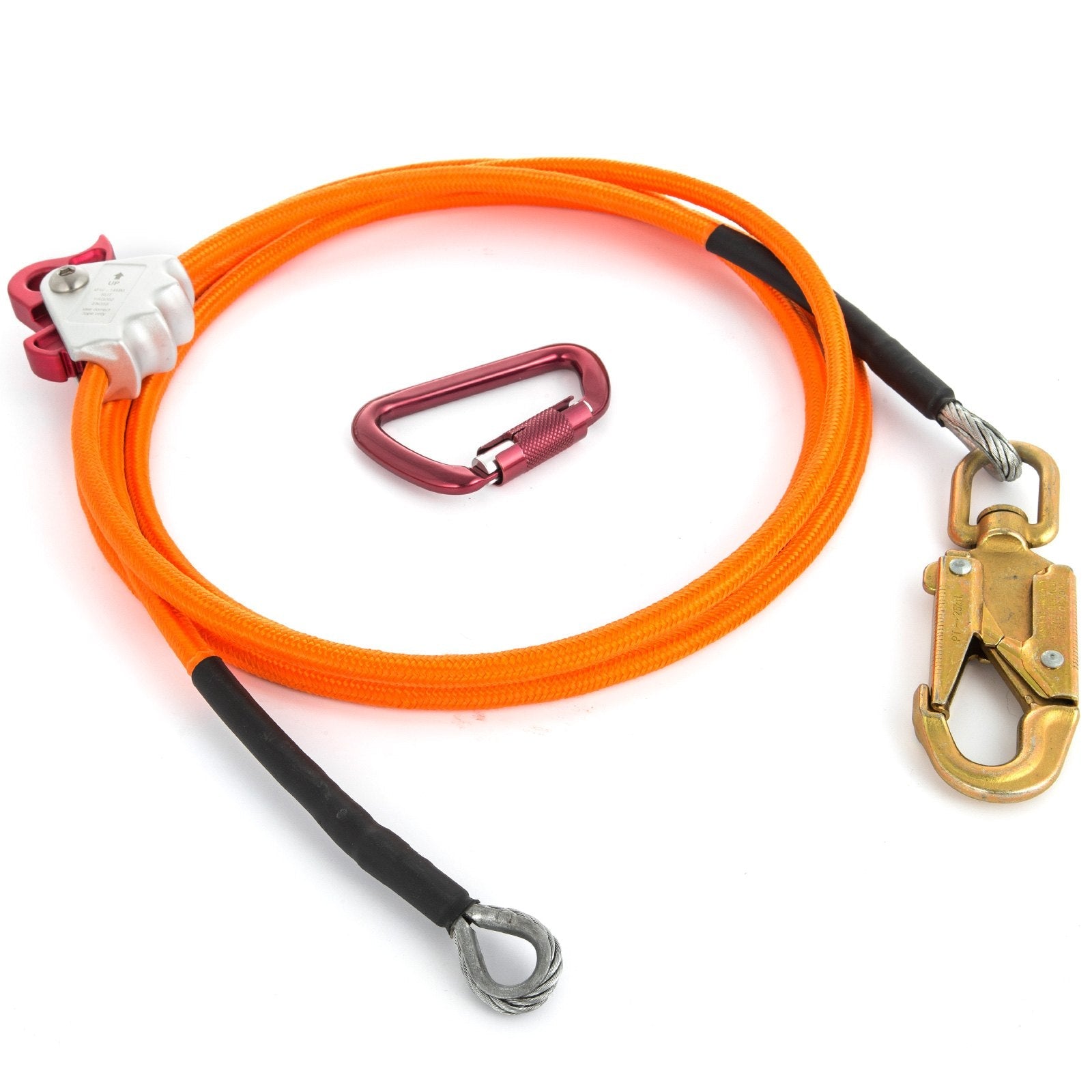 Climb Right 1/2" X 8' Steel Core Lanyard Kit Flipline Triple Lock Swivel Snap 