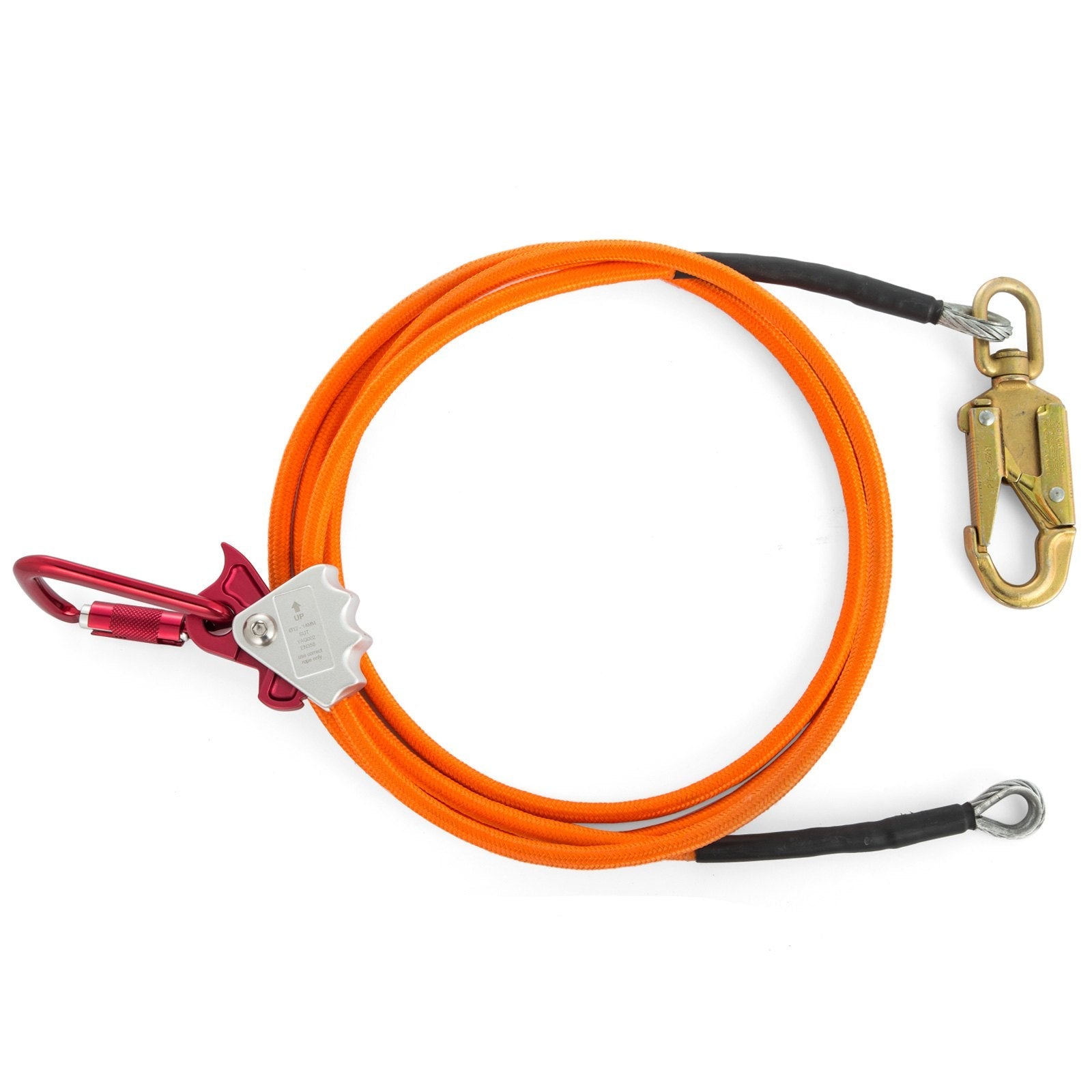 Climb Right 1/2" X 8' Steel Core Lanyard Kit Flipline Triple Lock Swivel Snap 