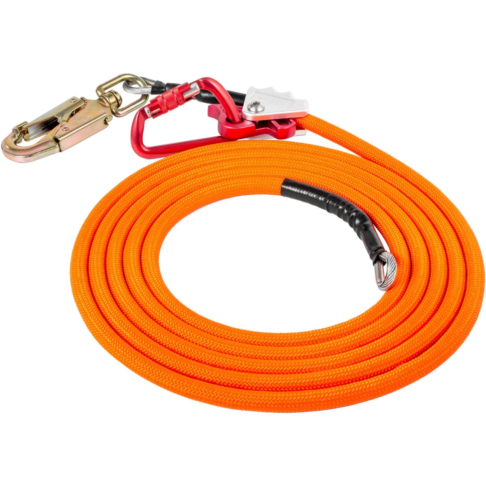 VEVOR Flip Line 5/8 Inch, Wire Core Flipline 8 ft, Wire Core Flip Line Kit with Triple Lock Carabiner Adjuster, Steel Swivel Snap, Climbing Flipline for Fall Protection, Arborist, Tree Climbers 