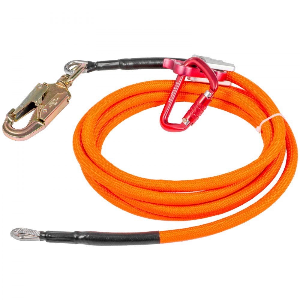 VEVOR Flip Line 5/8 Inch, Wire Core Flipline 10 ft, Wire Core Flip Line Kit with Triple Lock Carabiner Adjuster, Steel Swivel Snap, Climbing Flipline for Fall Protection, Arborist, Tree Climbers 