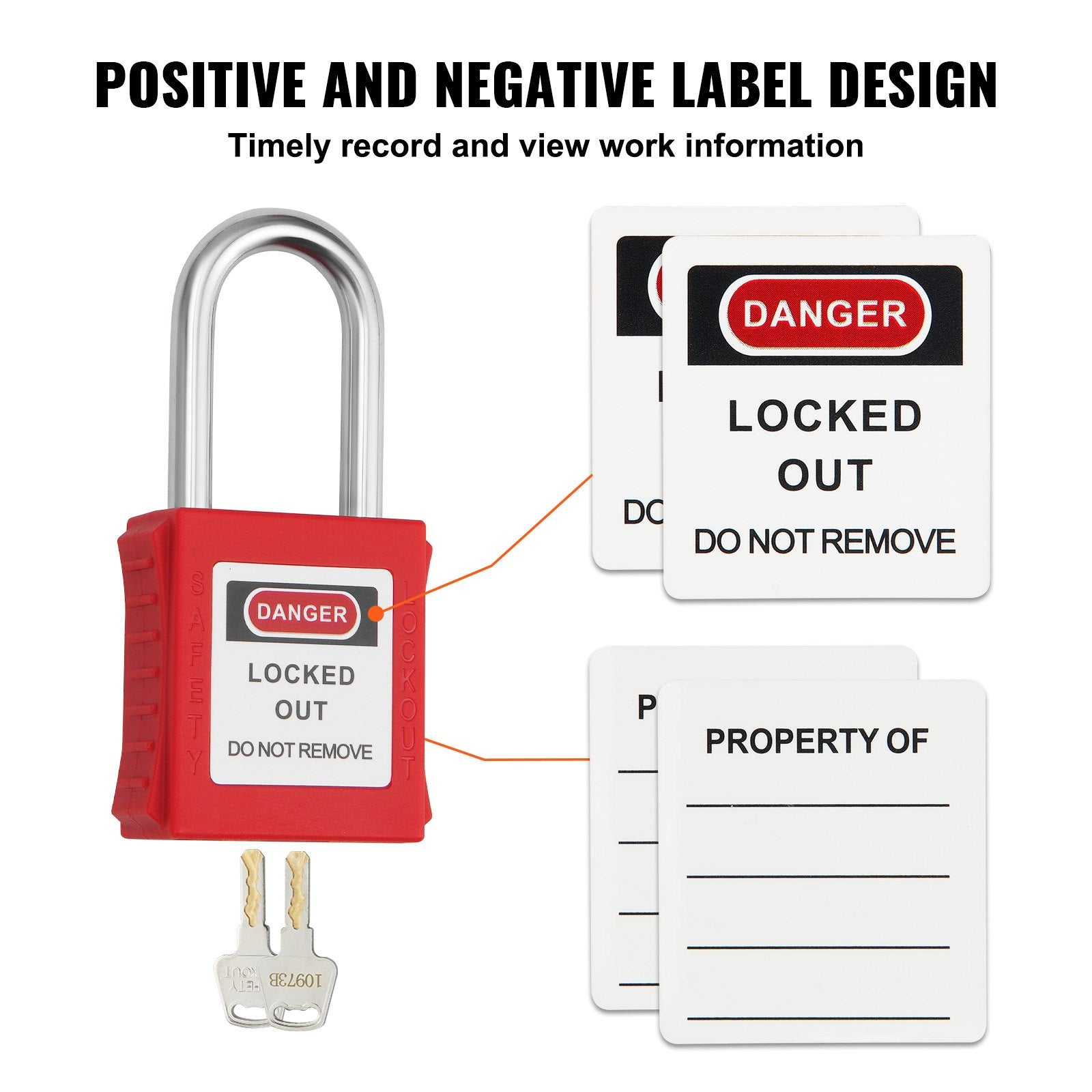 VEVOR Lockout Tagout Locks Set, 10 PCS Red Safety Lockout Padlocks, with 2 Keys Per Lock, OSHA Compliant Lockout Locks, Lock Out Tag Out Safety Padlocks for Electrical Lockout Tag Out Kits 
