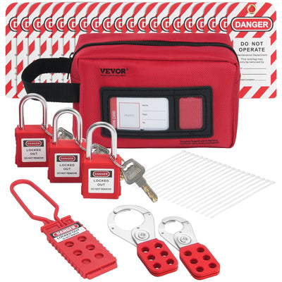 VEVOR Electrical Lockout Tagout Kit, 26 PCS Safety Loto Kit Includes Padlocks, Hasps, Tags, Nylon Ties, and Carrying Bag, Lockout Tagout Safety Tools for Industrial, Electric Power, Machinery 