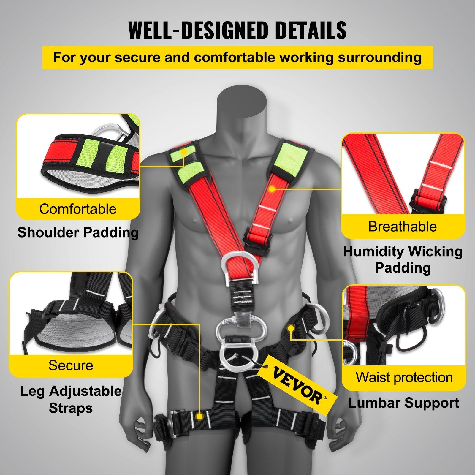 Safety Climbing Harness Fall Protection Rock Climbing Equip Gear Rappelling Harness 
