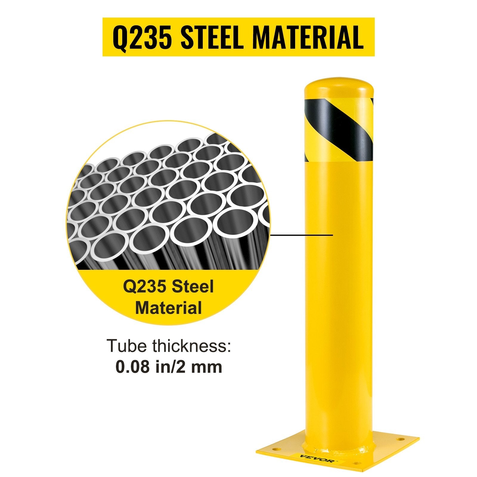 Safety Bollard Steel Bollard Post Steel Barrier 24"h 4.5"d Yellow Signs Pipe 