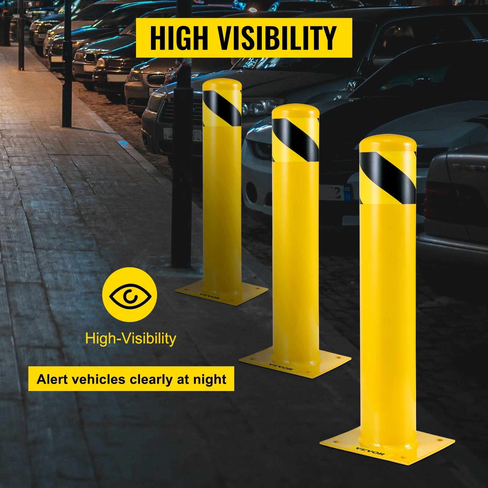 Safety Bollard Steel Bollard Post Steel Barrier 24"h 4.5"d Yellow Signs Pipe 