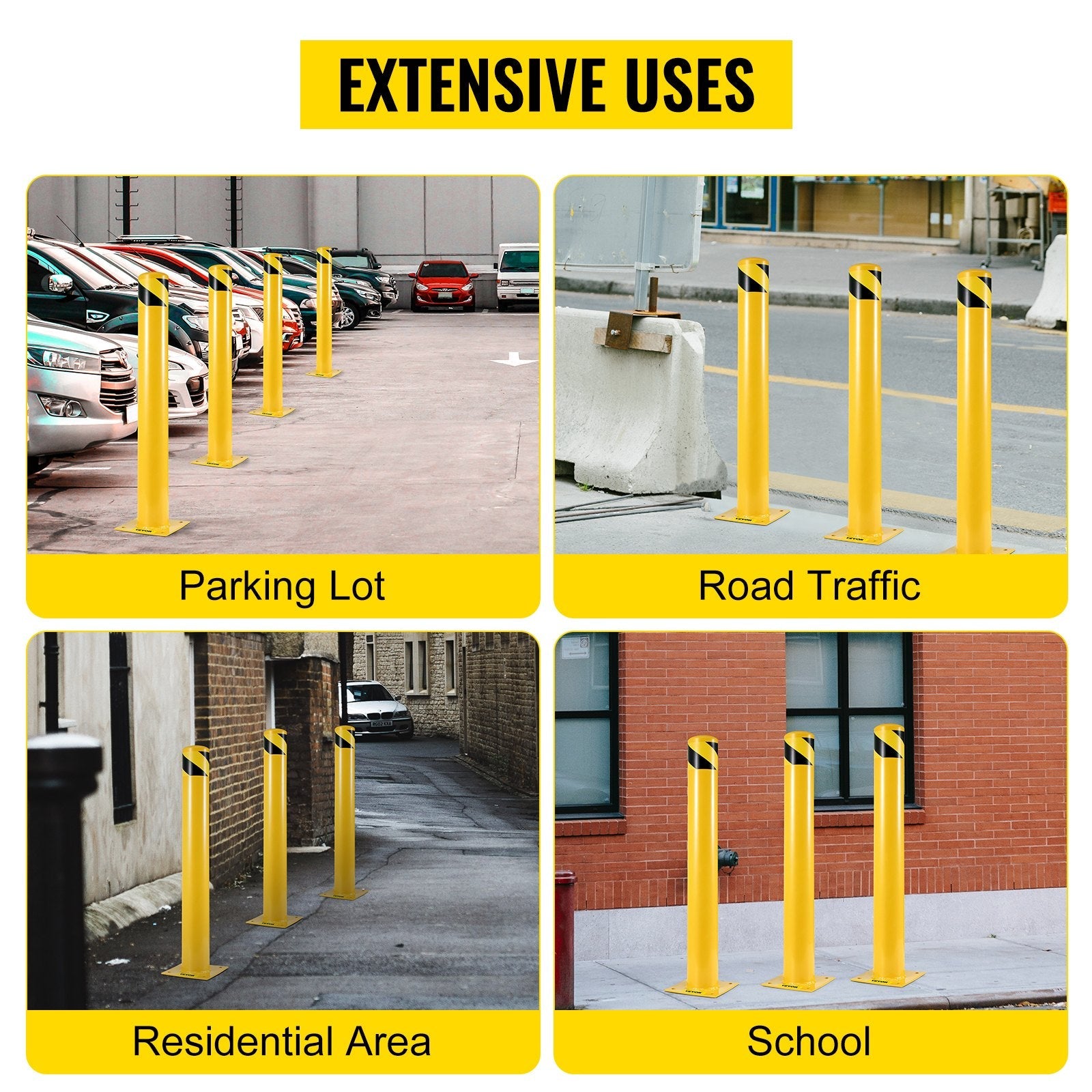 Safety Bollard Steel Bollard Post Steel Barrier 24"h 4.5"d Yellow Signs Pipe 