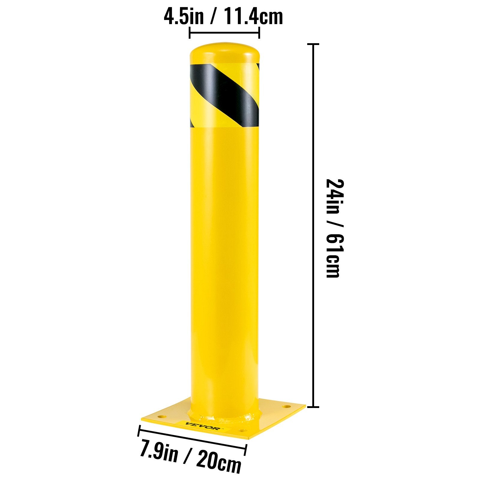 Safety Bollard Steel Bollard Post Steel Barrier 24"h 4.5"d Yellow Signs Pipe 