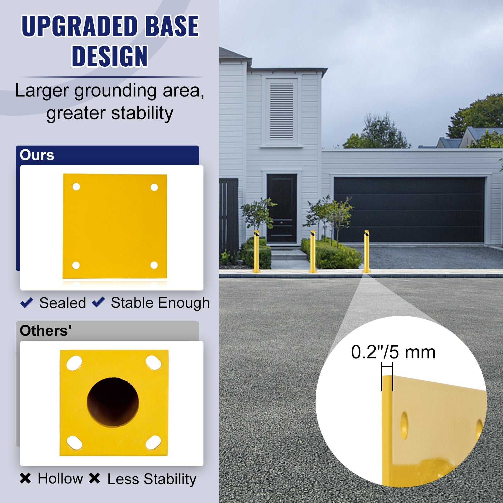 Safety Bollard Steel Bollard Post 36"H 4.5"D Yellow Signs Pipe Steel Barrier 