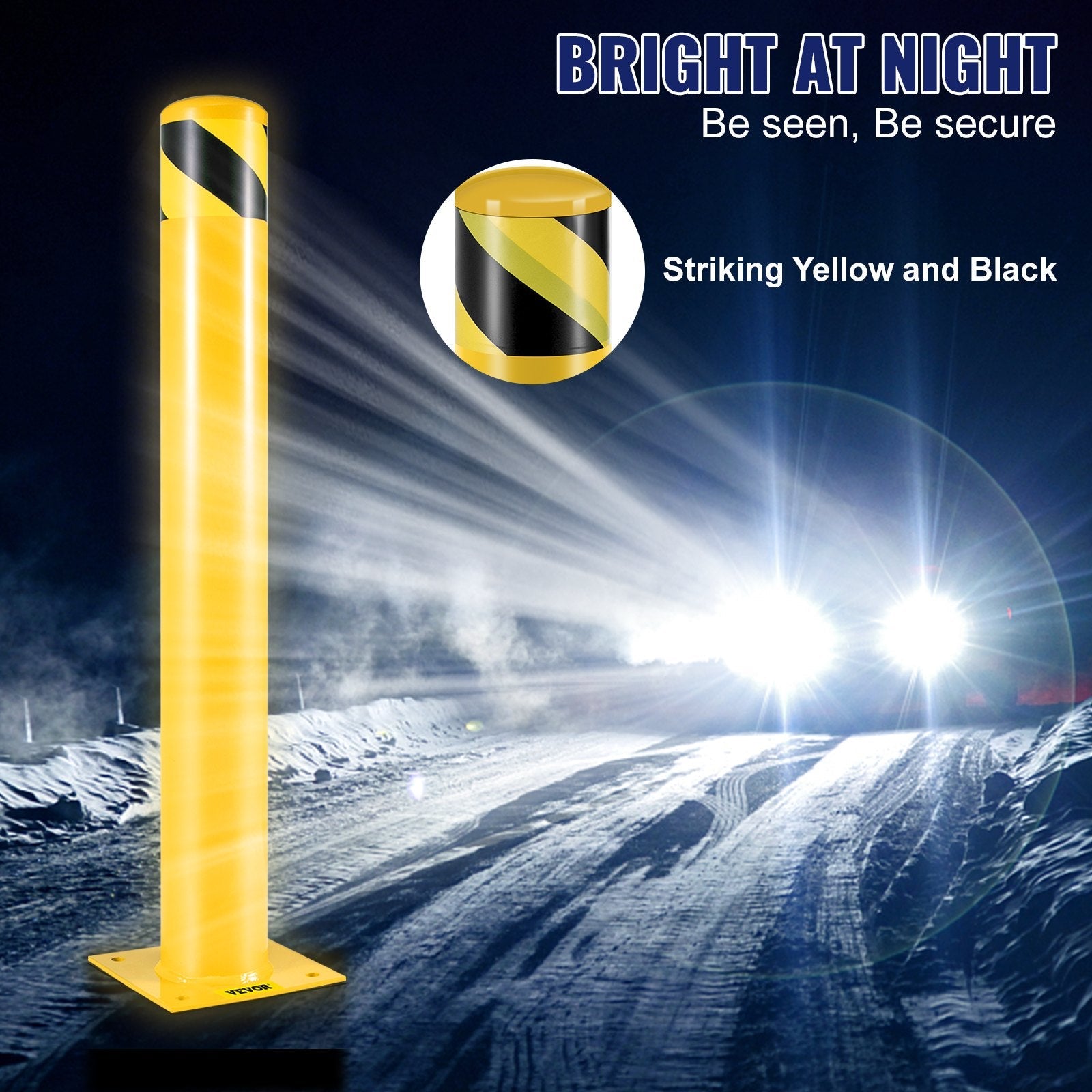 VEVOR Safety Bollard Steel Bollard Post Yellow Pipe Steel Barrier 42 