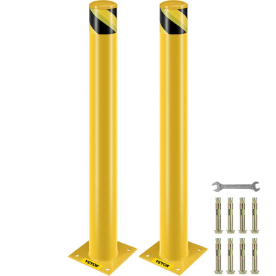VEVOR Safety Bollard Steel Bollard Post Yellow Pipe Steel Barrier 42 
