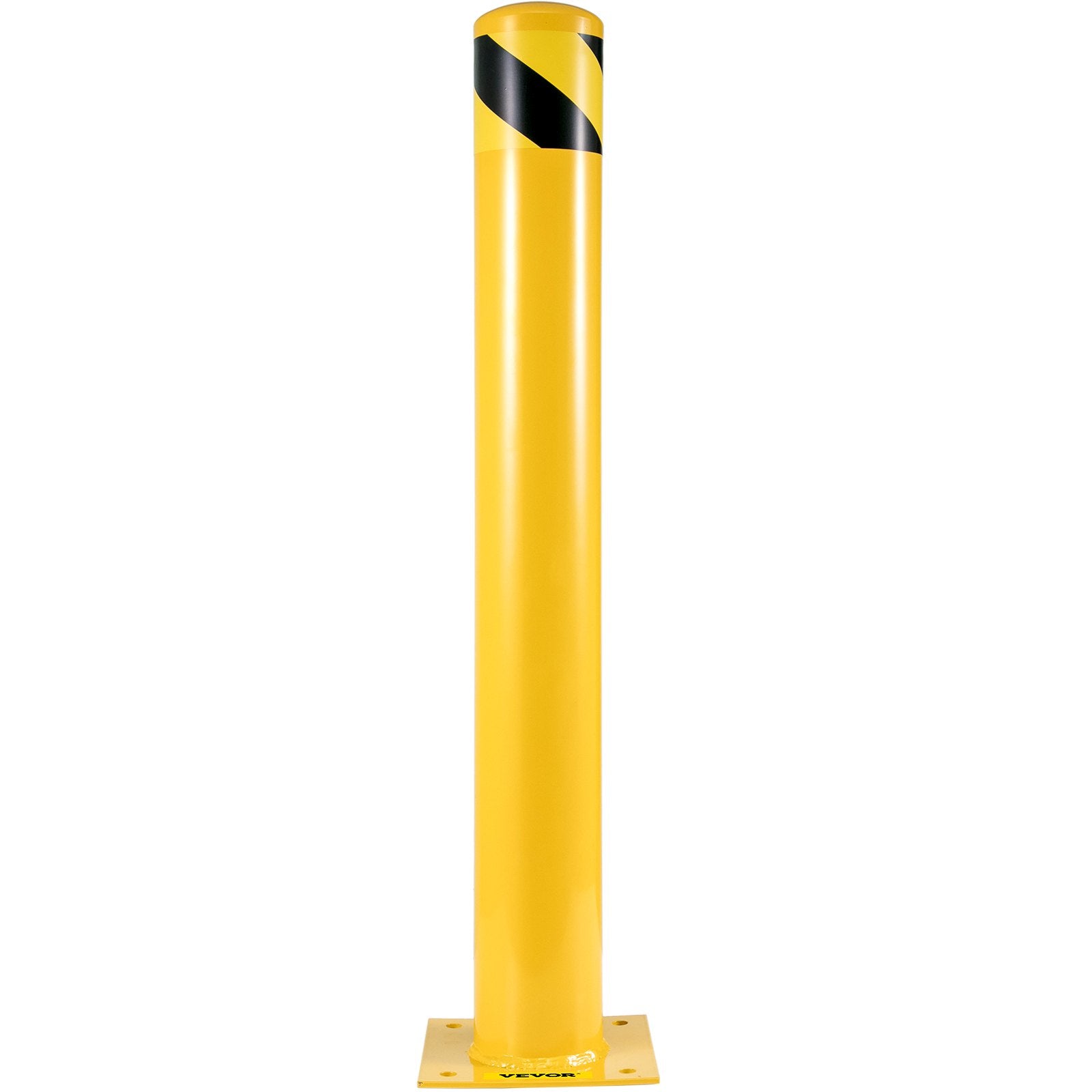 VEVOR Safety Bollard, 48 Inch Height Bollard Post, 5.5 Inch Diameter Steel Pipe Safety Bollard Post, Yellow Steel Bollard, Steel Safety Bollard with 8 Anchor Bolts, Perfect for Traffic-Sensitive Area 