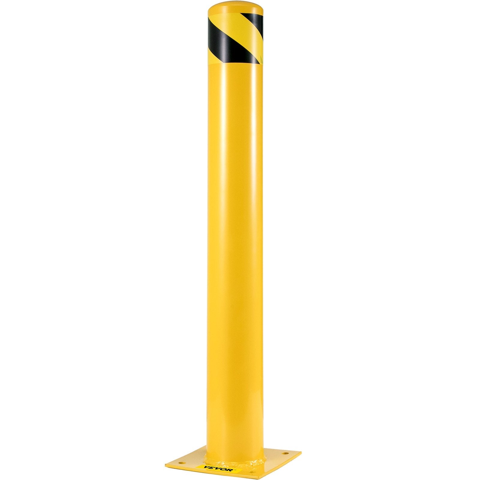 VEVOR Safety Bollard, 48 Inch Height Bollard Post, 5.5 Inch Diameter Steel Pipe Safety Bollard Post, Yellow Steel Bollard, Steel Safety Bollard with 8 Anchor Bolts, Perfect for Traffic-Sensitive Area 