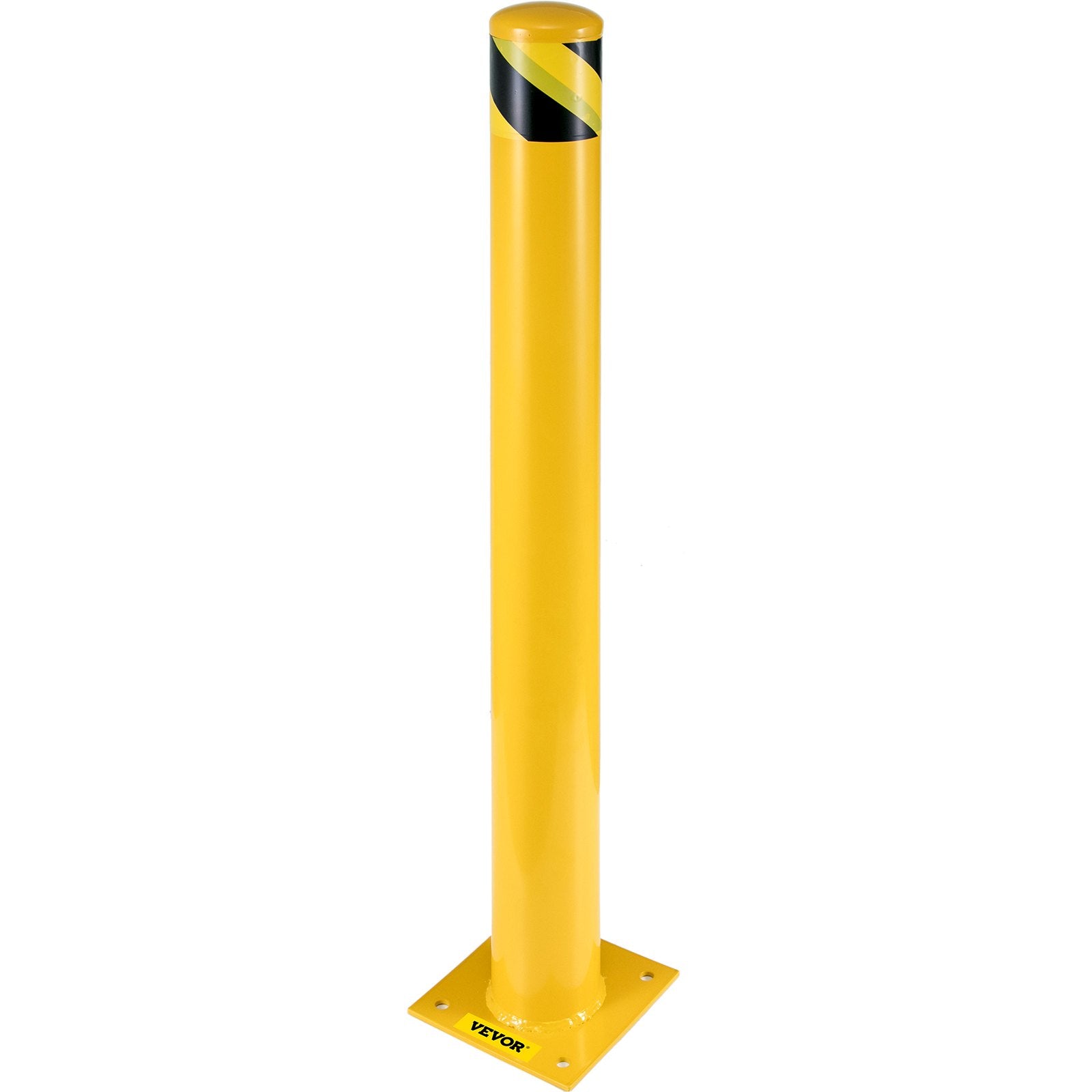 VEVOR Safety Bollard, 48 Inch Height Bollard Post, 5.5 Inch Diameter Steel Pipe Safety Bollard Post, Yellow Steel Bollard, Steel Safety Bollard with 8 Anchor Bolts, Perfect for Traffic-Sensitive Area 