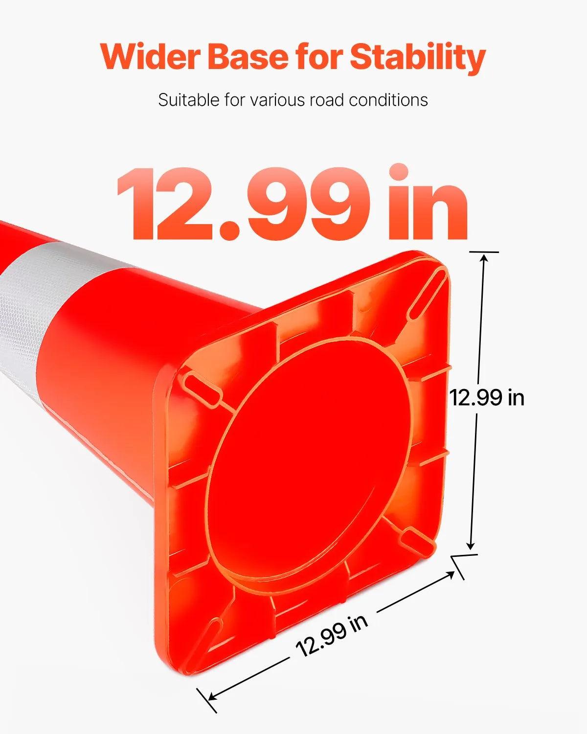 VEVOR Safety Cones Traffic Cones 10 x 28" Orange Reflective Collars Road Cones