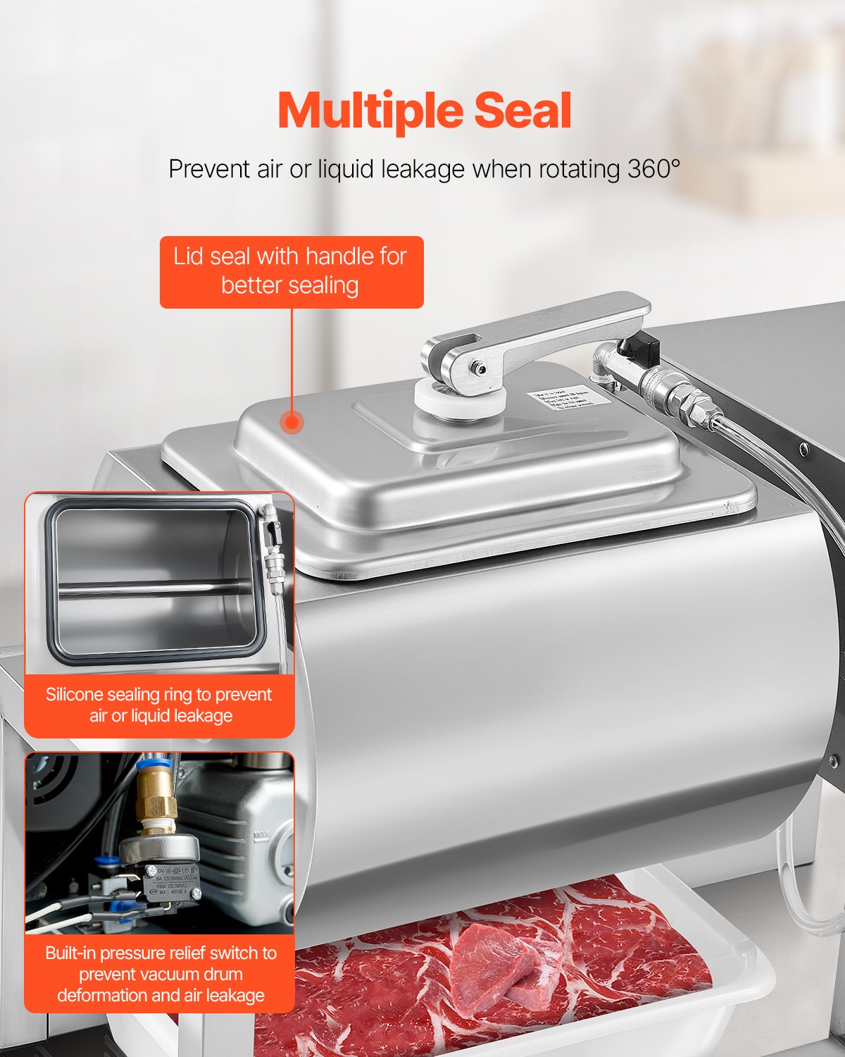 VEVOR Vacuum Meat Tumbler Marinator Machine 20L for Chicken Steak Commercial 