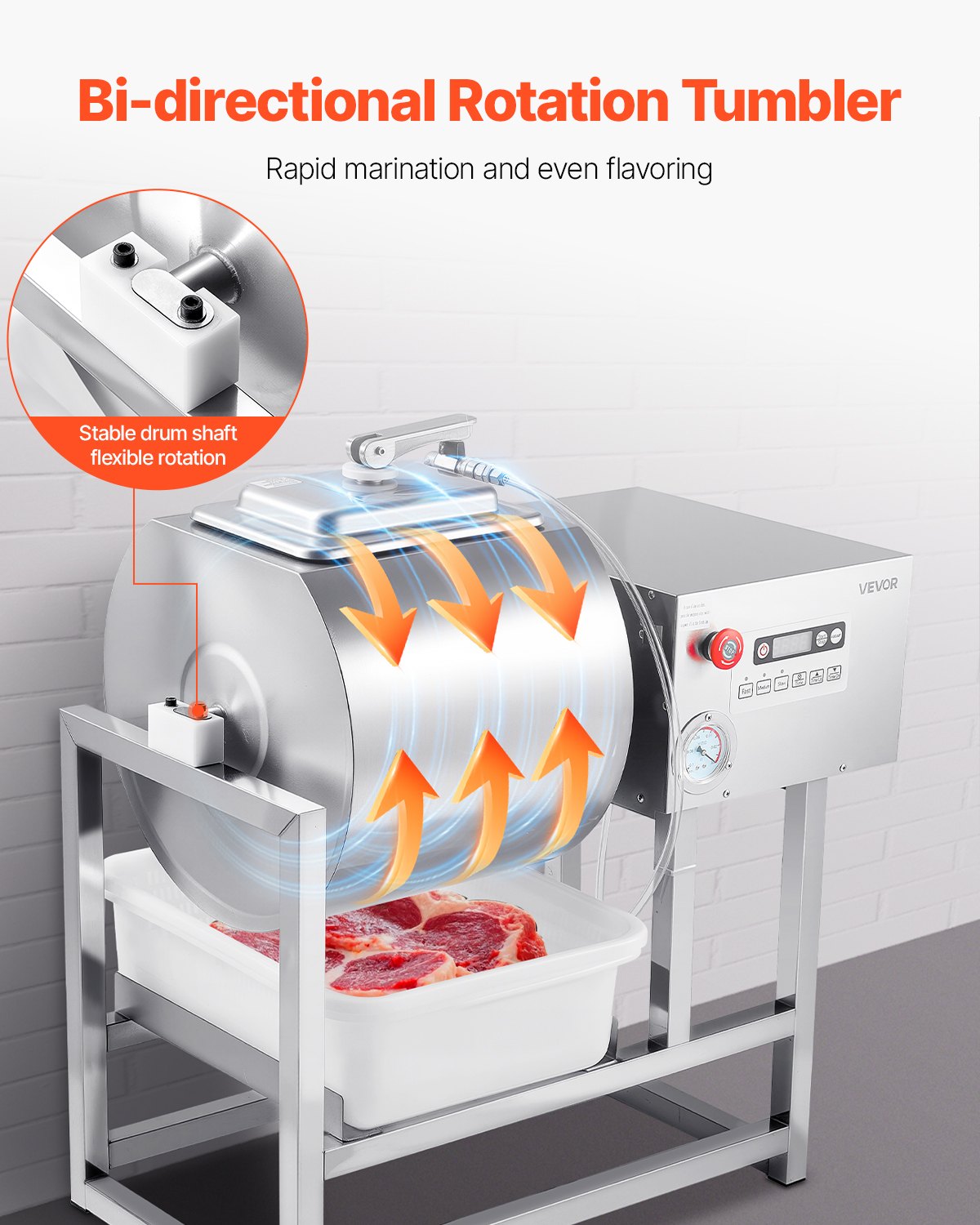 VEVOR Vacuum Meat Tumbler Marinator Machine 40L for Chicken Steak Commercial 