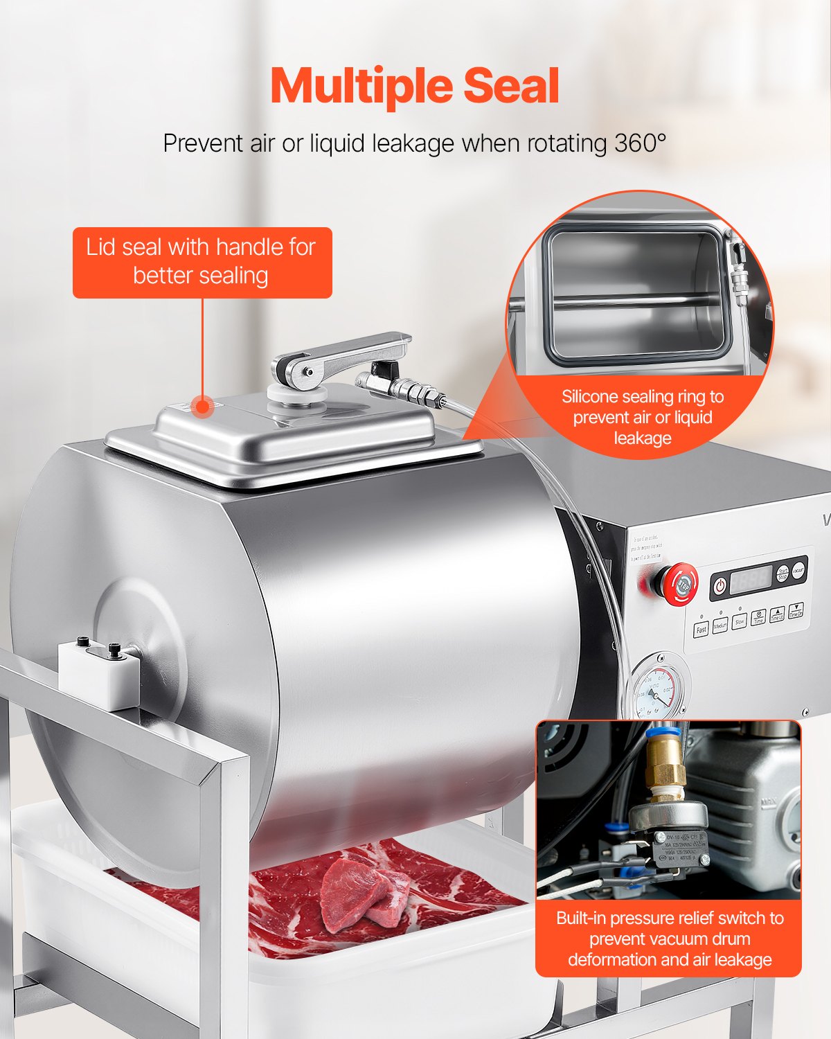 VEVOR Vacuum Meat Tumbler Marinator Machine 40L for Chicken Steak Commercial 