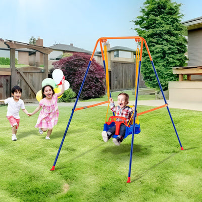VEVOR Swing Sets for Backyard 3 in 1 Toddler Swing Set with 4 Sandbags Foldable 