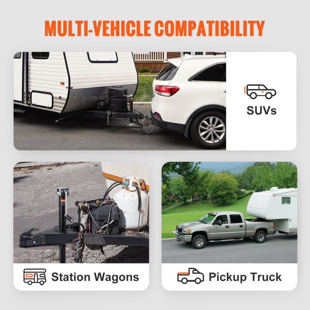 VEVOR A-Frame Trailer Coupler, Fits 2-Inch Hitch Ball Size, 8000 lbs Towing Capacity, Heavy Duty Steel Coupler, Ideal for Towing Station Wagons, Pickup Trucks, SUVs, Campers, Black Coating Surface 