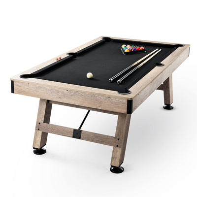 VEVOR Billiards Table, 7 ft Pool Table, Adjust Legs Stable Billiards Table, Pool Table Set Includes Balls, Cues, Chalks and Brush, Wood Color with Black Cloth, Perfect for Family Game Room Kids Adults 