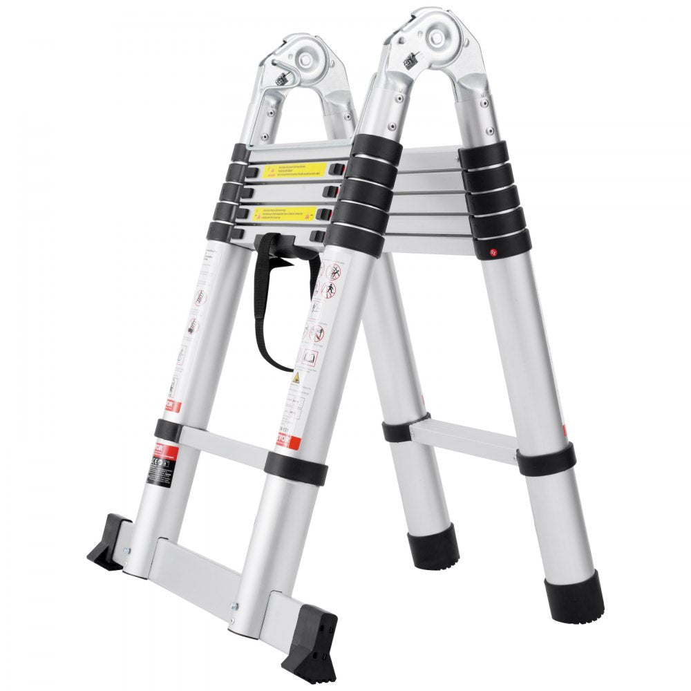 VEVOR Telescoping Extension Ladder 12.5FT A-Shape w/ Stabilizer Bar for RV 
