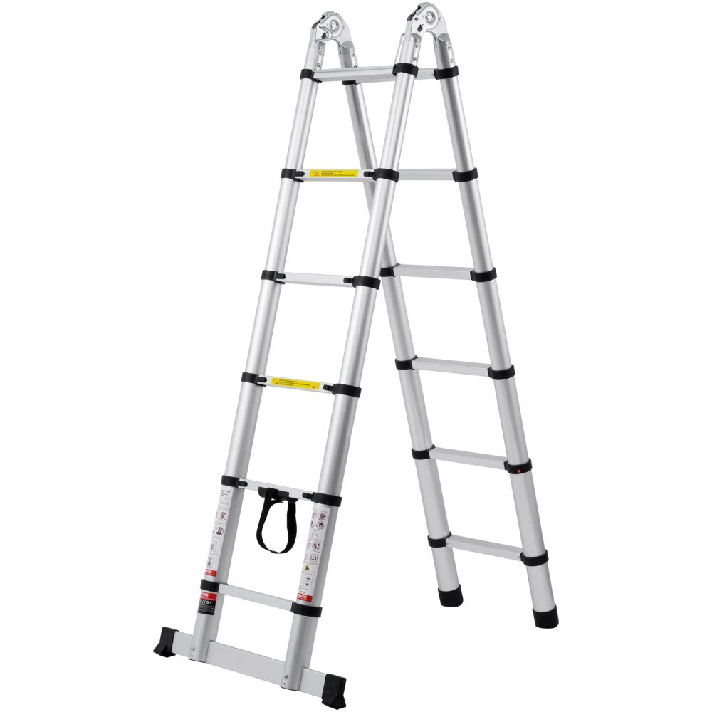 VEVOR Telescoping Extension Ladder 12.5FT A-Shape w/ Stabilizer Bar for RV 