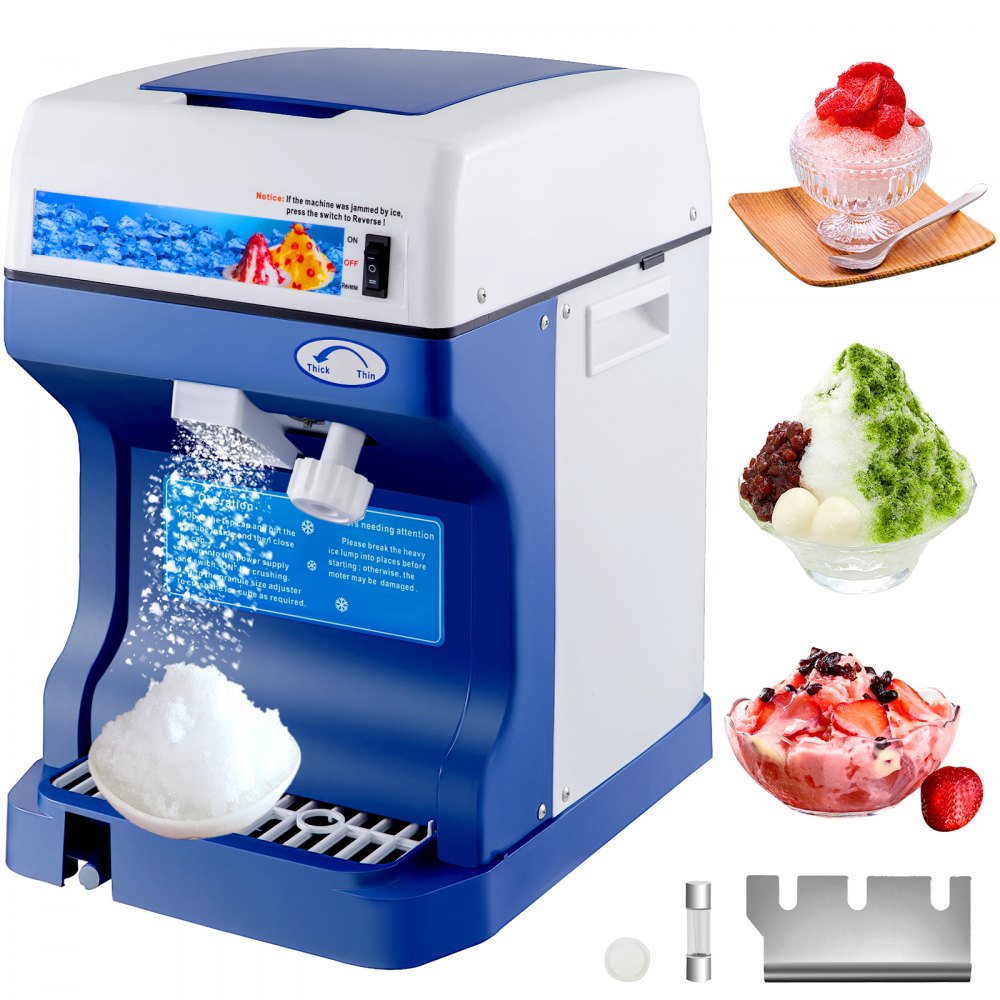 VEVOR 110V Electric Shaved Ice Machine 250W Snow Cone Maker Tabletop w/Adjustable Ice Texture, Ice Shaving Machine 265LBs/hr for Home and Commerical Use 
