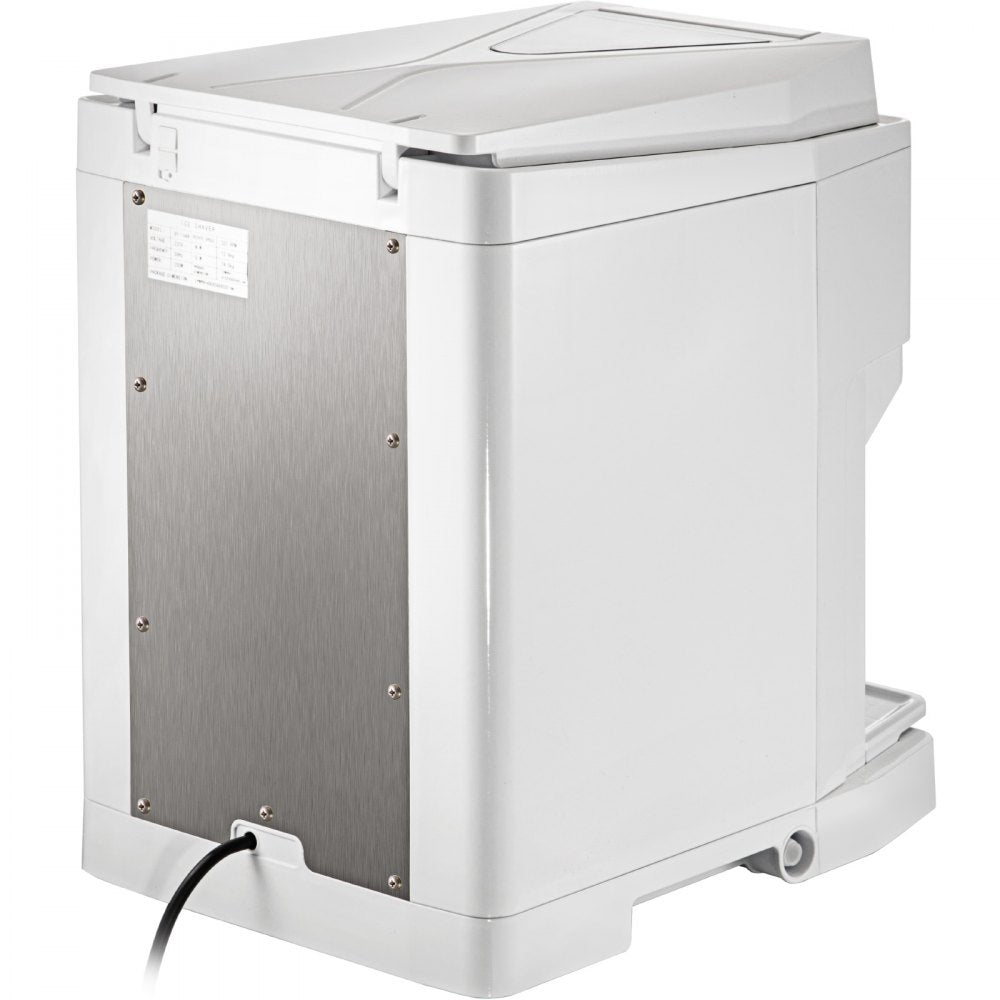 VEVOR Ice Shaver Machine Electric, Shaved Ice Machine Commercial 265 LBS/H, Snow Cone Maker w/ Ice Hopper & Lid, 250W Ice Crusher w/ Drain Pipe Tabletop Shaved Ice Maker w/ Adjustable Fineness White 