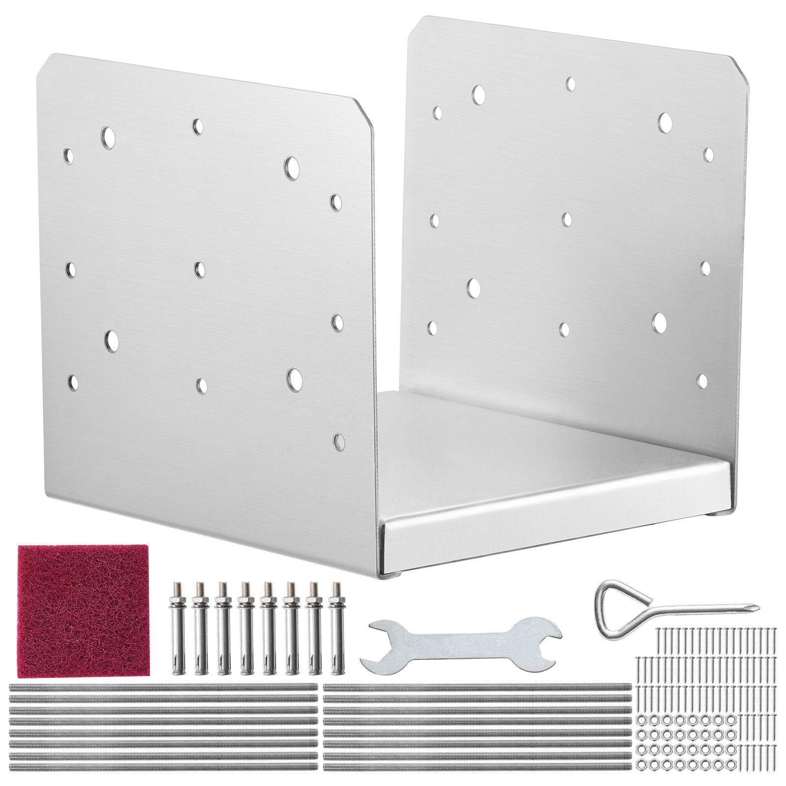 VEVOR 8"x 8" Post Base, 4Pcs Stainless Steel Adjustable Post Anchor Bracket(Internal 7.8 x 7.3"), Adjustable Post Base for Pavilion Deck Porch Handrail Railing Support Decorative Anchor Plate 