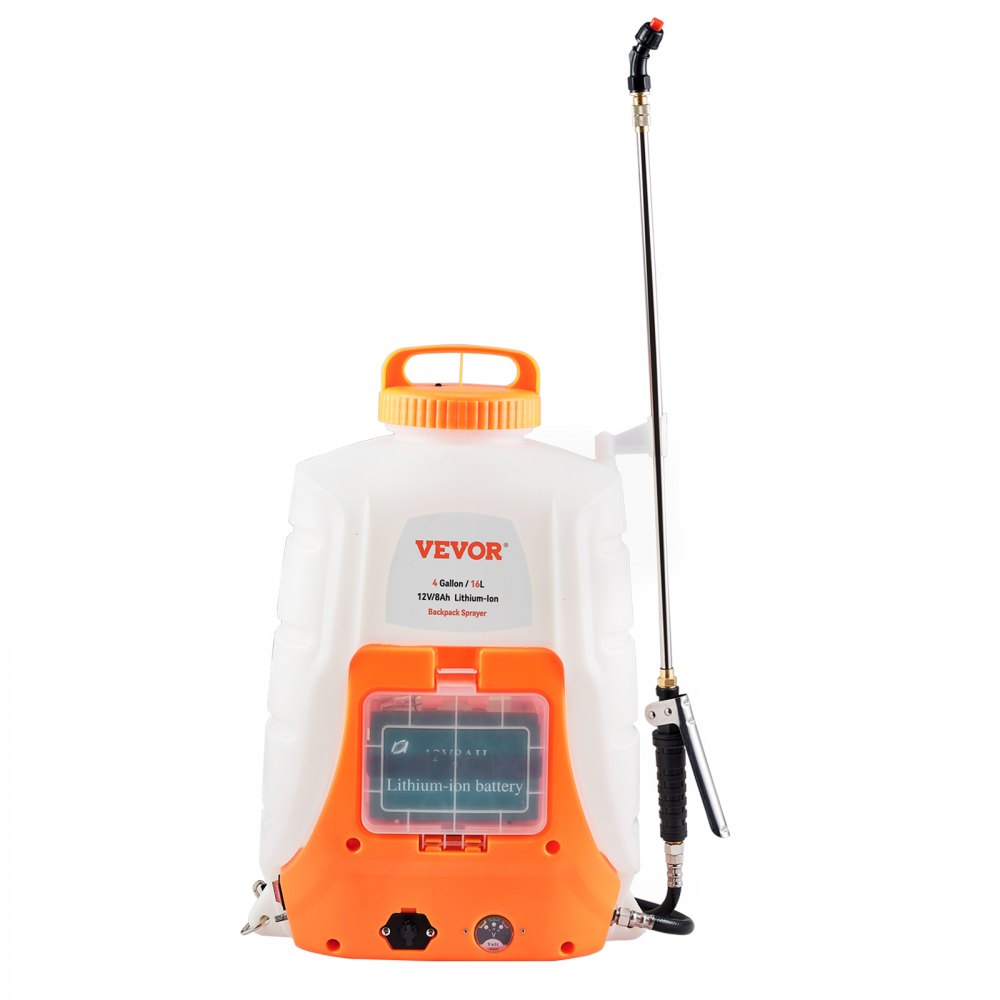 VEVOR Battery Powered Backpack Sprayer 4 Gal Tank 0-90 PSI Adjustable Pressure 