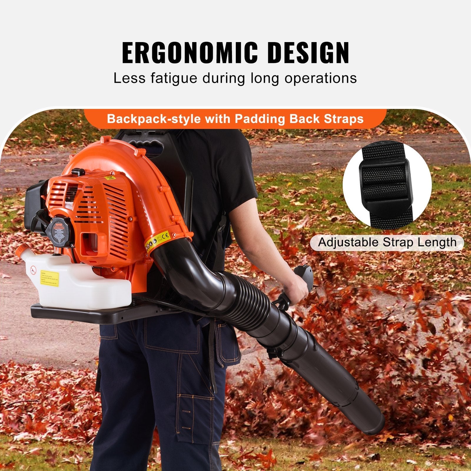 VEVOR Backpack Leaf Blower 79CC 2-Cycle Gas Leaf Blower 930CFM Air Volume 184MPH 