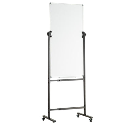 VEVOR Rolling Magnetic Whiteboard, Double-sided Mobile Whiteboard 24x48 Inches, Adjustable Height Dry Erase Board with Wheels, 1 Magnetic Erase & 3 Dry Erase Markers & Movable Tray for Office School 