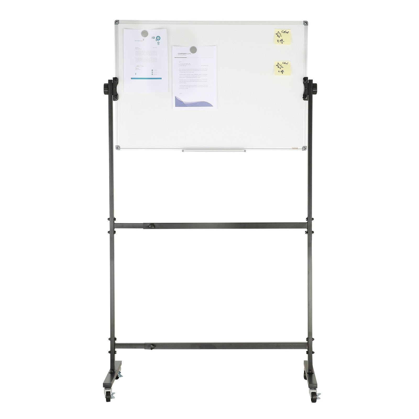 VEVOR Rolling Magnetic Whiteboard, Double-sided Mobile Whiteboard 36x24 Inches, Adjustable Height Dry Erase Board with Wheels, 1 Magnetic Erase & 3 Dry Erase Markers & Movable Tray Office, School 