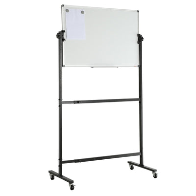 VEVOR Rolling Magnetic Whiteboard, Double-sided Mobile Whiteboard 36x24 Inches, Adjustable Height Dry Erase Board with Wheels, 1 Magnetic Erase & 3 Dry Erase Markers & Movable Tray Office, School 