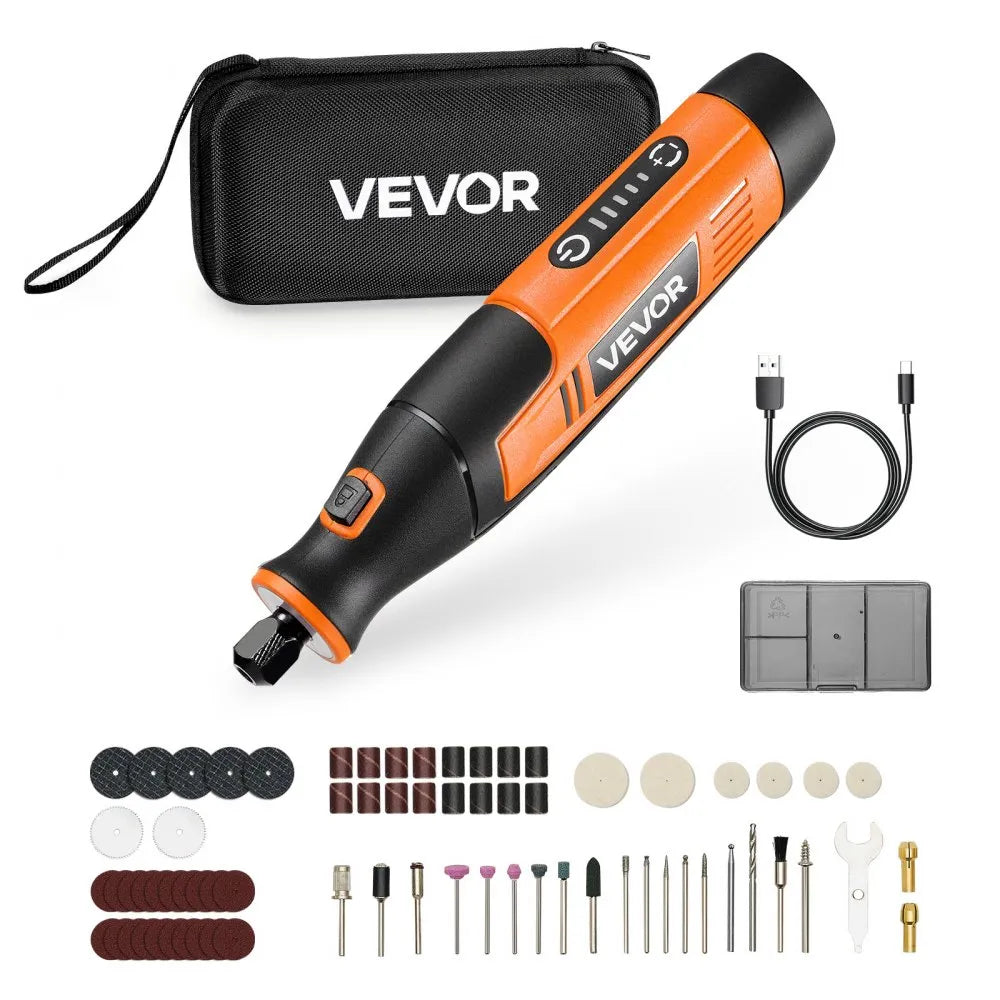 VEVOR 73-Piece Cordless Rotary Tool Kit, DC4V Portable Mini Power Rotary Tool, 5-Level Speed 7000-20000 RPM Multi-Purpose DIY Tools for Engraving, Sanding, Polishing, Carving, Cutting, DIY Crafts 