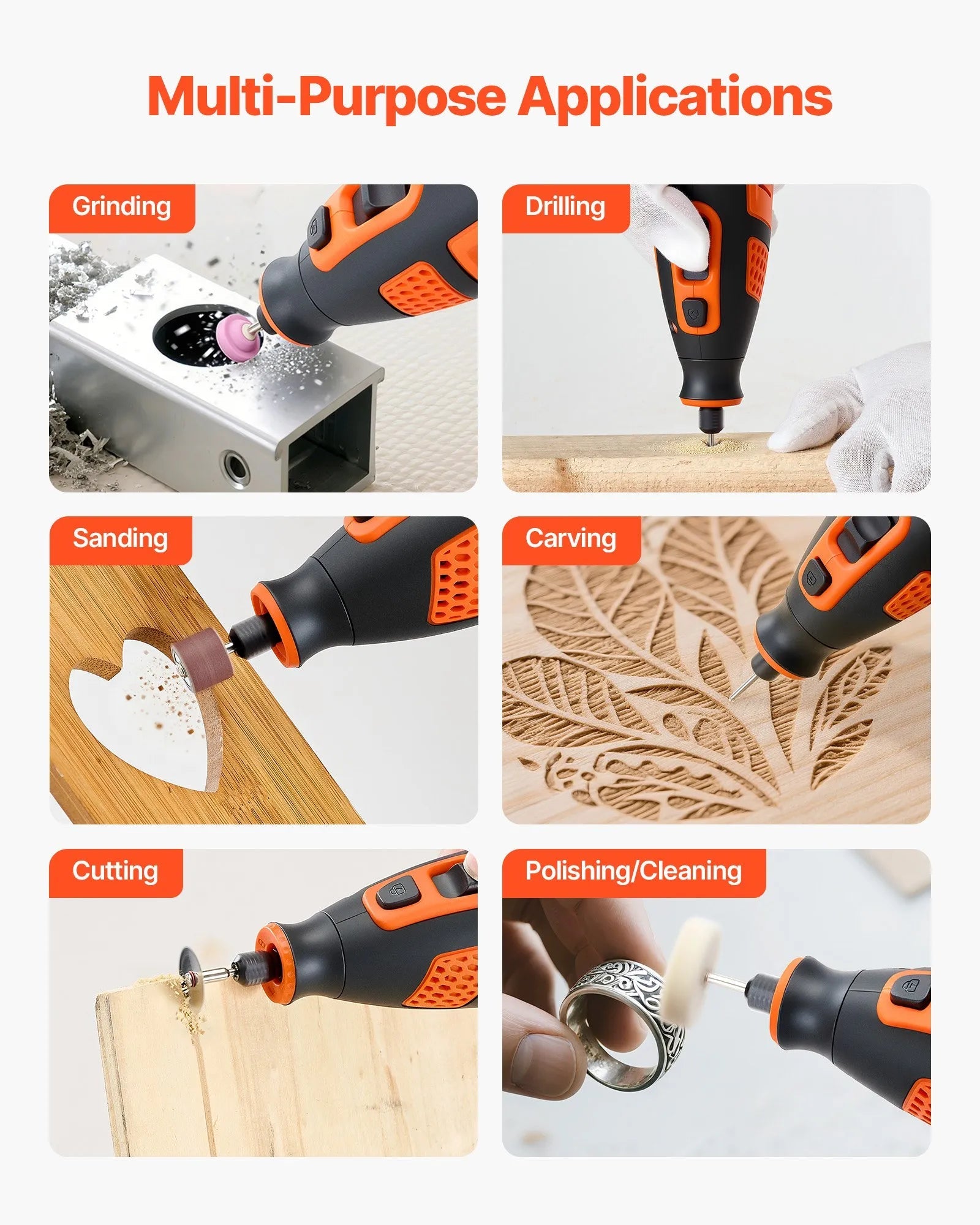 VEVOR 119-Piece Cordless Rotary Tool Kit, DC12V Portable Mini Power Rotary Tool, 28-Level Speed 5000-32000 RPM Multi-Purpose DIY Tools for Engraving, Sanding, Polishing, Carving, Cutting, DIY Crafts 