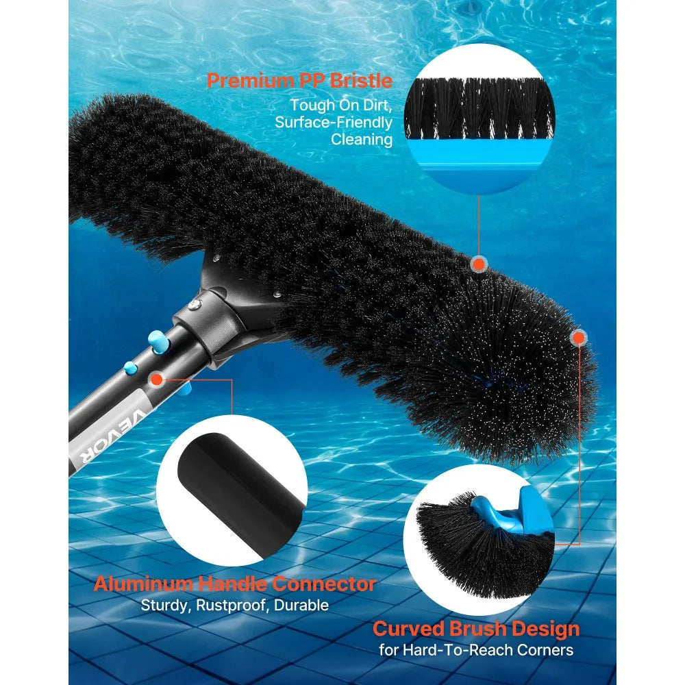20-Inch Pool Brush Head with Curved Nylon Bristles & Aluminum Connector, Fits Standard Pool Poles  Collection
