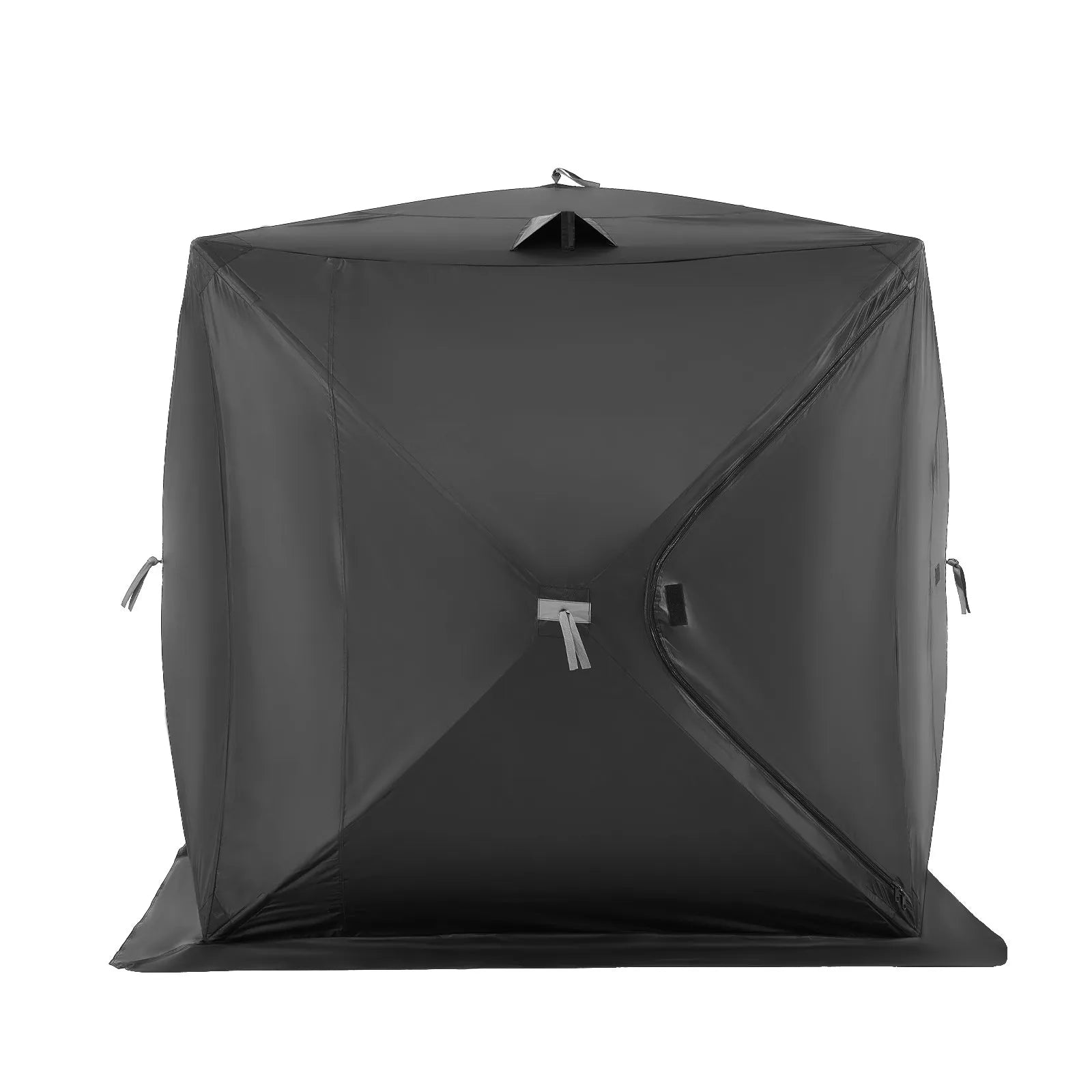 VEVOR Portable Ice Shelter, 6-8 Person Pop-Up Ice Fishing Tent, 70 Square Feet Fishable Area, Ice Shanty for Winter Fishing, Waterproof Oxford Ice Cube with Anchors/Ropes/Carrying Bag, 142"x71" Black 